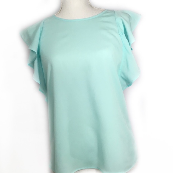 Banana Republic Tops - Banana Republic Flutter Sleeve Aqua Top